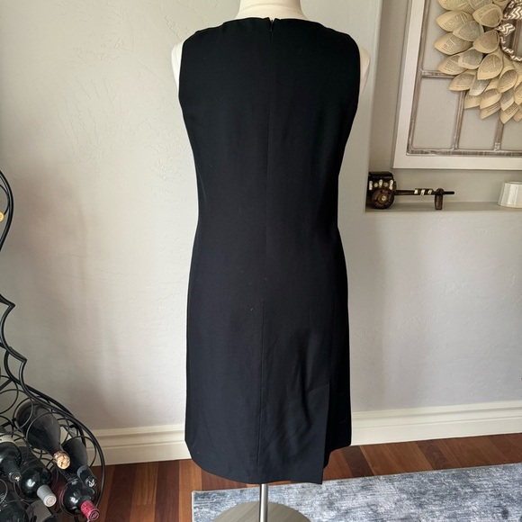 HW New York Womens Black Short Sleeve V-Neck Wool Sheath Midi Dress Size‎ 14 - Picture 3 of 12